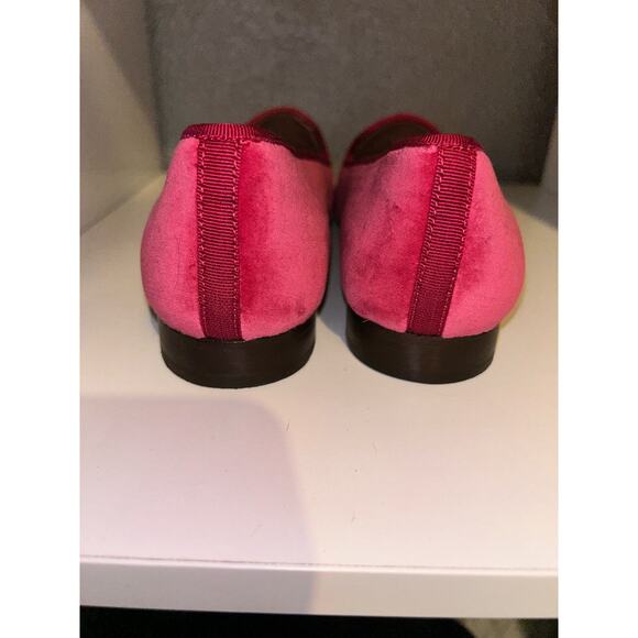 LoveShackFancy Stubbs Wootton Pink Velvet Rose Bow Embroidered Slippers Sz 8 - Picture 10 of 13